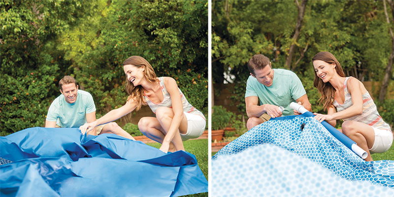 Piscine autoportante INTEX installée dans un jardin